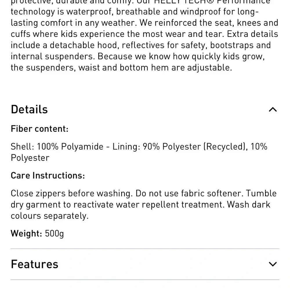 Helly Hansen Kids' Storm Waterproof Playsuit - Picture 6 of 6
